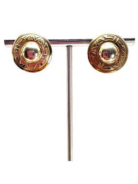 Small Dome Aztec Design Stud Earrings VTG Sterling Silver 925 Size 0.75" Length